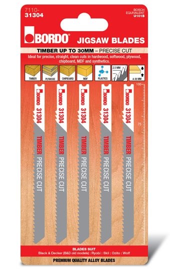 BORDO JIG SAW HCS UNIV. SHNK PRECISE CUT 100MM TIMBER 5 PK 